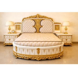 Juego de Muebles de Dormitorio de Lujo de Diseño para Interiores de Villas y Palacios, Colección de Dormitorio Tallado de Lujo para Palacios, Juego de Dormitorio con Almacenamiento - Product Image 1