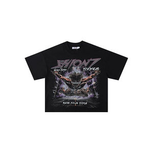 Camiseta Negra de Manga Corta para Hombre con Estampado Gráfico, Estilo Urbano, Cuello Redondo, Jersey de Algodón, Corte Regular - Product Image 1