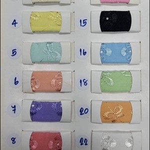 ผ้าลูกไม้ตาไก่โพลีเอสเตอร์คอตตอนหลากสีและสีพื้นสวยงามน่าทึ่ง ความกว้าง 44 นิ้ว พร้อมจัดส่งทันที - Product Image 2