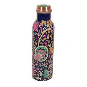 <b>Copper</b> Water <b>Bottle</b> In Printed Floral Design For Outdoor Camping and Indoor Table Top Unisex Drinkware <b>Copper</b> <b>Bottle</b> - Product Image 1