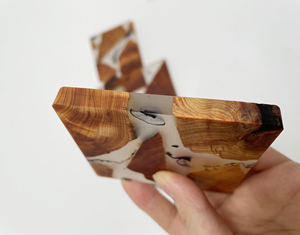 Juego de Posavasos de Resina y Madera con Soporte, Diseño Cuadrado y Redondo, para Tazas de Té, Cristal y Epoxi, Venta al por Mayor - Product Image 2