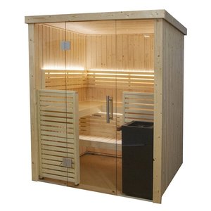 Nouveau kit de sauna intérieur Harvia SAUNA-021 scandinave, petit sauna électrique en bois massif pour 2-3 personnes, façade en verre, sauna résidentiel haut de gamme - Product Image 4