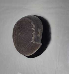 Half <b>Wig</b> Human Hair Toupee Mesh Cap Natural Black Hair System For <b>Men</b> - Product Image 6