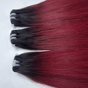 ช่อผมตรงแบบมีโครง100% สำหรับต่อผมตรงสีเบอร์กันดีไม่พันกันผู้บริจาคคู่ - Product Image 1