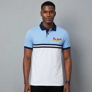 Polo Casual de Alta Calidad para Hombre, Diseño de Dos Tonos, Tela Piqué, Corte Ajustado, para Golf, con Logotipo Bordado Personalizado, Cómodo - Product Image 1