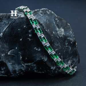 Bracelet de luxe serti d'émeraudes, bracelet en moissanite VVS, bracelet en diamant cultivé en laboratoire, bracelet en argent 925, bracelet tennis hip-hop, bijoux personnalisés - Product Image 6