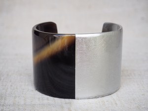 Premium Two Tone Buffalo Horn Cuff <b>Bracelet</b> Wide Open Bangle Polished Smooth Finish Handmade Statement Fashion Jewelry - Product Image 4