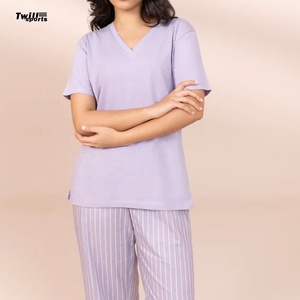 T-shirts respirants en toile de coton lavée unie pour femmes grandes tailles, manches courtes, style sportif, écologiques, séchage rapide, ensemble 2 pièces - Product Image 3