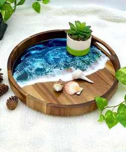 Bandeja Redonda de Madera con Resina Epoxi para Joyas, Anillos, Llaves y Organizador de Baño de G:E - Product Image 1