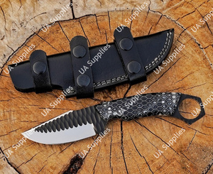 Cuchillo de Supervivencia para Caza y Camping, Forjado a Mano en Acero Inoxidable 12C27, Hoja Fija con Orificio para el Dedo, Diseño Honeycomb - Product Image 4