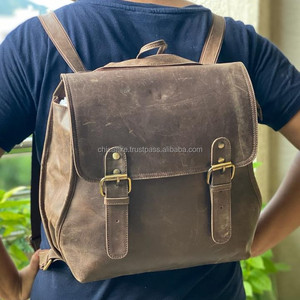 กระเป๋าเป้หนังสีน้ำตาลทำมือกระเป๋านักเรียน - Product Image 2