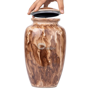 Earth Tone Marble Style Cremation Urn Aluminium <b>Memorial</b> <b>Keepsake</b> Vessel Tabletop Decor - Product Image 4