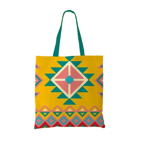 Bolsa de Mano de Algodón Tejido Moderna para Mujer, Bolsa de Compras Reutilizable de Lona Colorida, Bolsa de Moda, Duradera y Ecológica, Suministro al por Mayor - Product Image 3