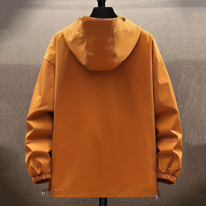 Unisex Lightweight Hooded Windproof <b>Jacket</b> Full-Zip Waterproof Casual Polyester Coat Zippered Pockets Spring Autumn Outerwear - Product Image 6