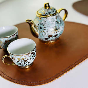 Set de table en cuir véritable, set de table en cuir végétalien, set de table irrégulier, écologique, imperméable, pour table de luxe - Product Image 4
