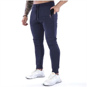 Men's Navy Blue Elastic Waist Sweatpants With Side Pockets Casual Jogger Pants Midweight Knitted Spandex Cotton Blend Autumn Wea - Product Image 4
