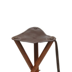 Taburete Plegable de Cuero Genuino Ecológico Portátil 2026, Silla Trípode para Camping, Caza y Tiro, Hecho a Mano - Product Image 3