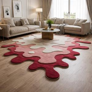 Alfombra Moderna Abstracta de Lana Tejida a Mano con Diseño Único, Alfombra de Lujo para Sala de Estar, Antibacteriana y Resistente a las Manchas - Product Image 1