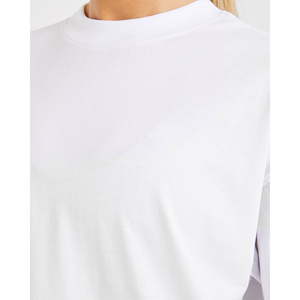 New Design Women <b>White</b> Crew Neck Short Sleeve Loose Fit Cotton T-Shirt With Black Shorts <b>Set</b> Casual Women Summer Wear - Product Image 6