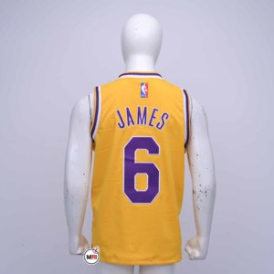 Maillot de basket-ball pour homme en polyester respirant à manches courtes avec numéro 6 au dos, couleur jaune, taille plus, vêtements de sport - Product Image 2