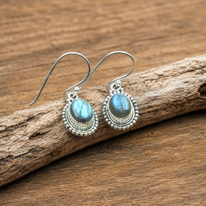 Natural Labradorite <b>Earrings</b> 925 Sterling Silver Rose &Yellow Gold PlatedDangle <b>Hook</b> <b>Earrings</b> Handmade Boho Gemstone Jewelry Gif - Product Image 5