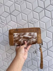 Portefeuille occidental en fourrure de vache pour femmes cheveux sur peau de vache sac à main en cuir de vachette pochette carte coque de téléphone Collection élégante pochette femmes - Product Image 2