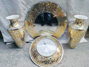 Mosaïque de verre diamant cristal tout verre biseau mdf fait à la main salon mosaïque de jardin Espejos Spegel miroirs étincelants - Product Image 2