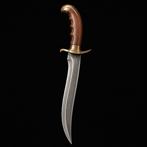 Cuchillo de Caza de Hoja Curva, Acero Inoxidable, Mango de Madera, Borde Biselado, Punta Caída, 0.6mm de Grosor, Grado Industrial, Hoja Única - Product Image 4