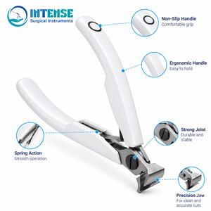 Coupe-ongles professionnel en acier inoxydable, à mâchoires de précision, pour ongles des pieds, blanc, ergonomique, qualité bijouterie - Product Image 5