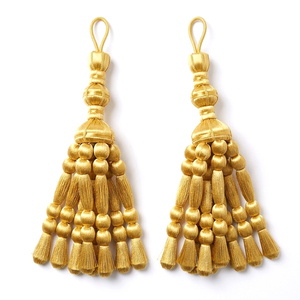 Borlas de encaje de alambre dorado para adornos de prendas y bolsos - Color personalizado, duradero, cosido a mano - Product Image 2