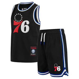 Ensemble officiel maillot et short de basketball super doux en jersey noir – Ensemble maillot de basketball pour homme, débardeur sans manches en mesh et short - Product Image 1
