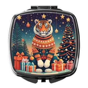 Espejo de maquillaje de viaje compacto Tiger para mujer, bolsillo de mano plegable, regalo de Navidad decorativo para niñas - Product Image 1