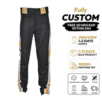 Pantalon de baseball unisexe personnalisé à rayures, imprimé par sublimation, 100 % polyester, anti-humidité, braguette zippée, antibactérien, coupe ajustée, 280g