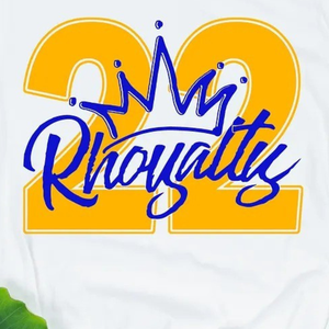 T-shirt Rhoyalty '22, couleur blanche, avec lettres grecques personnalisées imprimées, manches courtes, col rond, décontracté, mode d'été pour sororité - Product Image 6