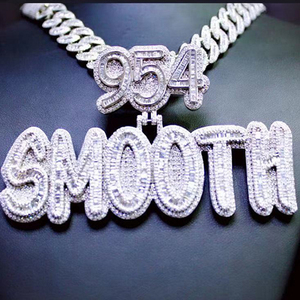 Lettre initiale Design 925 Argent Nom Personnalisé Moissanite Pendentif Collier pour Hommes 925 Argent Hip Hop Style pour les Fêtes - Product Image 5