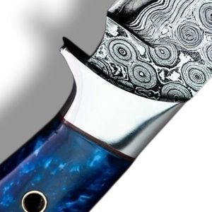 Couteaux de chasse Damas à lame fixe courbée avec poignée ergonomique en bois brun pour le camping en plein air, le dressage sur le terrain et le bushcraft - Product Image 5