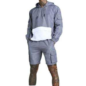 Ensemble de veste courte coupe-vent décontractée en deux pièces personnalisé pour l'hiver, fermeture éclair, tricoté, streetwear pour hommes - Product Image 5