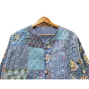 100% Cotton Handmade Vintage Patchwork Regular New Bohemian Style Unisex Eco-Friendly Reversible <b>Quilted</b> Breathable <b>Jacket</b> - Product Image 6