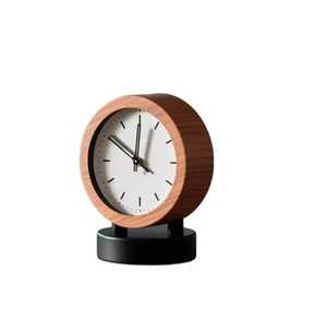 Reloj de Escritorio de Lujo en Latón Dorado con Marco Negro, Reloj de Mesa con Esfera de Números Romanos, Reloj de Cuarzo Silencioso Redondo para Decoración de Mesa - Product Image 2