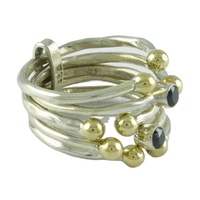Belle bague empilable en argent sterling 925 faite à la main avec pierre précieuse en onyx noir bicolore, sertie de pierres tendance, pour mariage et fête