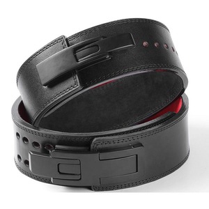 Men's Leather Weight Lifting Belt Adjustable Waist Support with Buckle Closure for Strength Training - Product Image 1