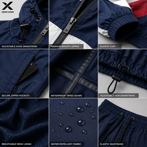 Ensemble coupe-vent X Sports City pour homme, tricoté, doublé ou non, respirant, décontracté, pour l'automne, en polyester, avec veste zippée intégrale et pantalon de jogging - Product Image 4