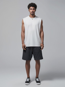 Men's White Sleeveless <b>Tank</b> Top Crew Neck <b>Muscle</b> Fit Solid Knit Vest Casual Gym Shirt - Product Image 2