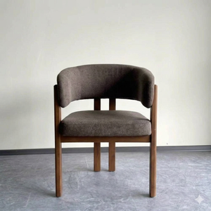 Chaise de salle à manger rembourrée moderne avec pieds en bois, fauteuil avec siège en tissu, design mid-century, meubles pour la maison - Product Image 4