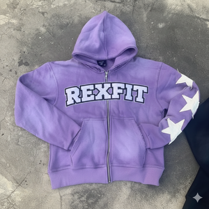 Nouvel Arrivage : Sweats à Capuche Zippés Oversize à Épaules Tombantes en Molleton Bouclette, avec Broderies Effet Vieilli et Patchs, Style Streetwear, Effet Délavé Soleil, en Matière de Qualité Supérieure - Product Image 5