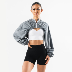 Dernières tendances de la mode, vestes courtes de haute qualité, vestes coupe-vent légères et imperméables à capuche personnalisées pour femmes - Product Image 1