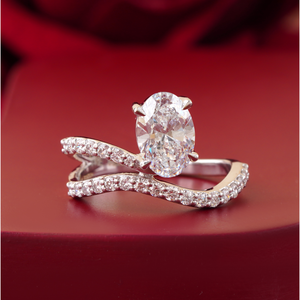 Anillo de Compromiso de Oro de 14K con Diamante Cultivado en Laboratorio de 1.51 CT, Corte Ovalado, VVS2-VVS1, con Banda Pavé - Product Image 1