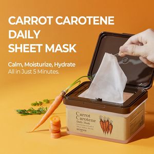 Mascarilla facial diaria de zanahoria y caroteno SKINFOOD, 30 unidades, mascarillas coreanas para el cuidado de la piel, 30 mascarillas faciales - Product Image 2