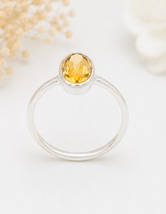 Natural Citrine Oval <b>Ring</b>, Sterling <b>Silver</b> Gemstone <b>Ring</b>, Handmade <b>925</b> <b>Silver</b> <b>Ring</b>, Golden Yellow Citrine Jewelry, November Birt - Product Image 1