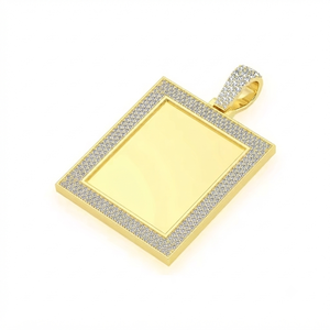 Pendentif personnalisé en argent 925 plaqué or style Hip Hop avec diamants de laboratoire et cadre photo mémoire glacé, breloques photo personnalisées - Product Image 1
